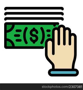 Hand subsidy icon. Outline hand subsidy vector icon color flat isolated. Hand subsidy icon color outline vector