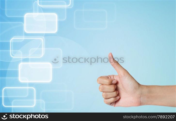 hand thunb up-like icon on modern abstract background.