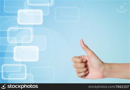 hand thunb up-like icon on modern abstract background.