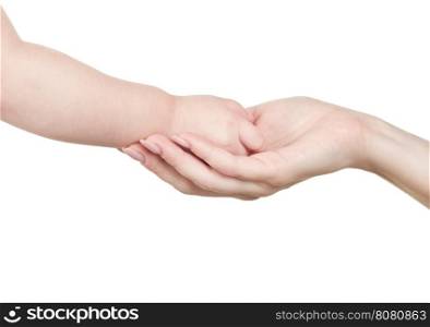 hand to a child isolated on white background