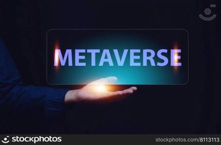 Hand touch on visual screen metaverse new trend for future, metaverse Avatar