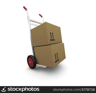 Hand truck with boxes