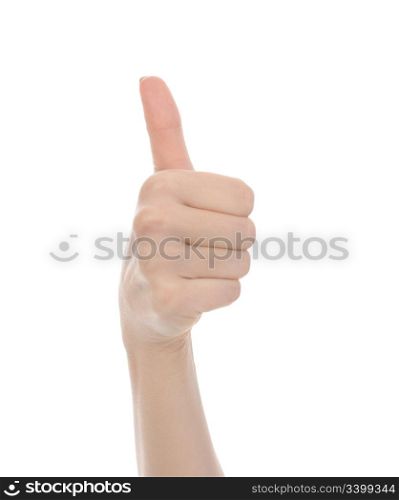Hand tumb sign. Isolated on white background