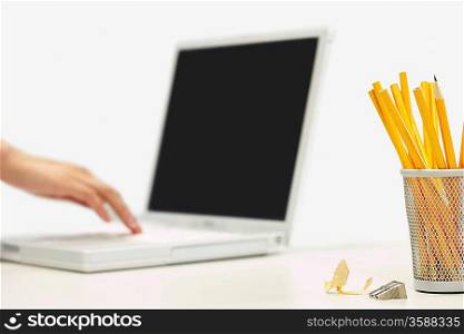 Hand Using Laptop
