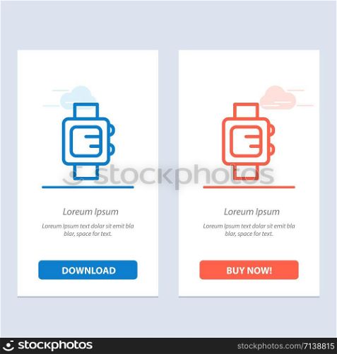 Hand Watch, Clock, School Blue and Red Download and Buy Now web Widget Card Template