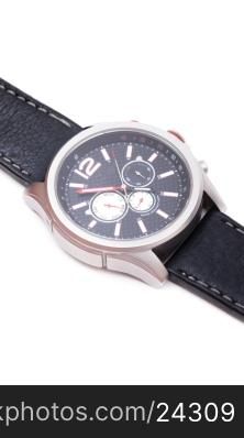 Hand watch, macro, isolated,leather wrist let with clipping path