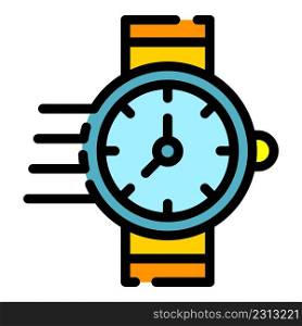 Hand watch timer icon. Outline hand watch timer vector icon color flat isolated. Hand watch timer icon color outline vector