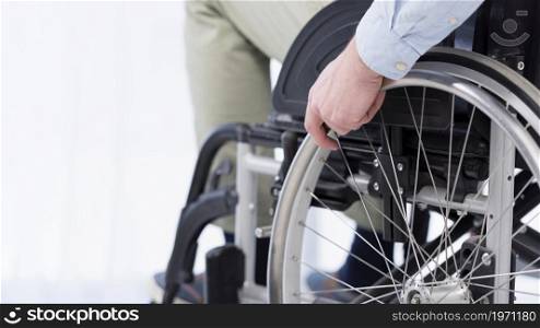 hand wheelchair wheel. High resolution photo. hand wheelchair wheel. High quality photo