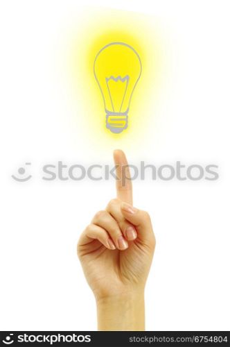 hand with a drawing light bulb