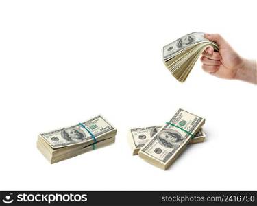 Hand with money isolated on a white background