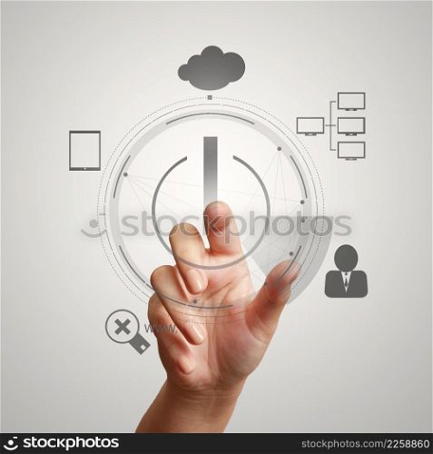 hand working with a Cloud Computing diagram on the new computer interface as concept