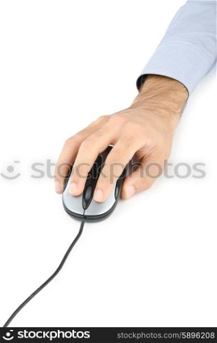 Hand working with computer mouse
