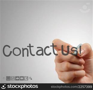 Hand writing Contact us as concept