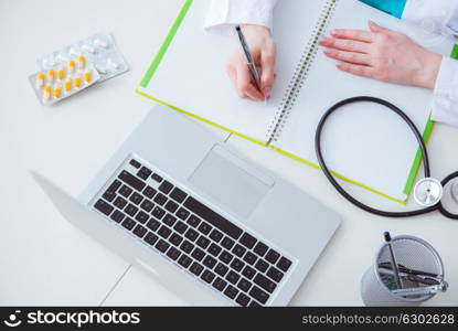 Hand writing medical prescription in computer