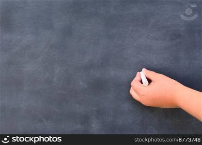 Hand writing on the blackboard at school.