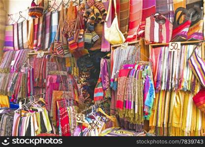 Handcrafts shop at the market in Morocco