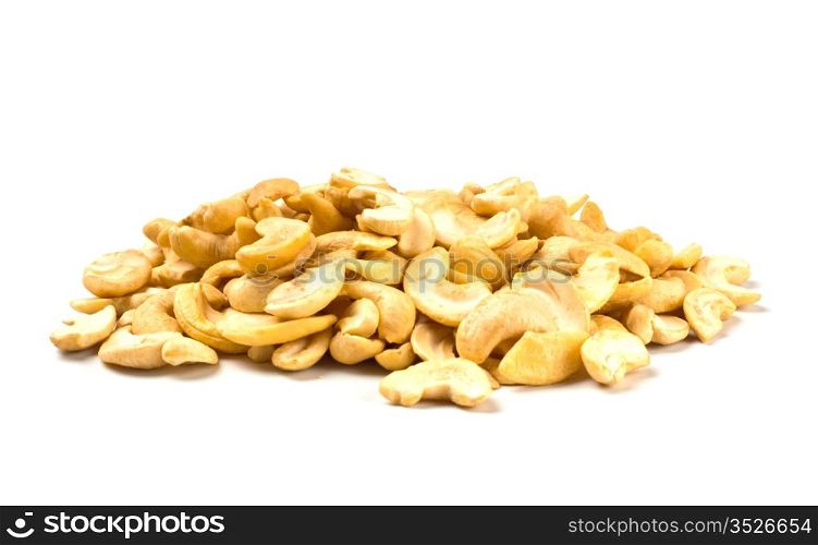handful of cashew nuts isolated on white