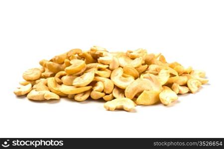 handful of cashew nuts isolated on white