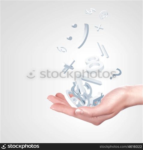 Handful Of Money. Human hand holding money on white background