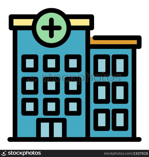 Handicapped hospital building icon. Outline handicapped hospital building vector icon color flat isolated. Handicapped hospital building icon color outline vector