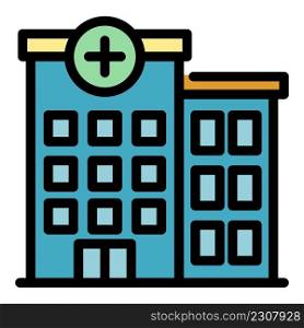 Handicapped hospital building icon. Outline handicapped hospital building vector icon color flat isolated. Handicapped hospital building icon color outline vector