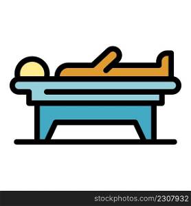 Handicapped man bed icon. Outline handicapped man bed vector icon color flat isolated. Handicapped man bed icon color outline vector