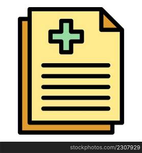 Handicapped medical paper icon. Outline handicapped medical paper vector icon color flat isolated. Handicapped medical paper icon color outline vector