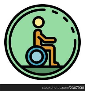 Handicapped wheelchair icon. Outline handicapped wheelchair vector icon color flat isolated. Handicapped wheelchair icon color outline vector