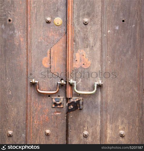 handle in london antique brown door rusty brass nail and light