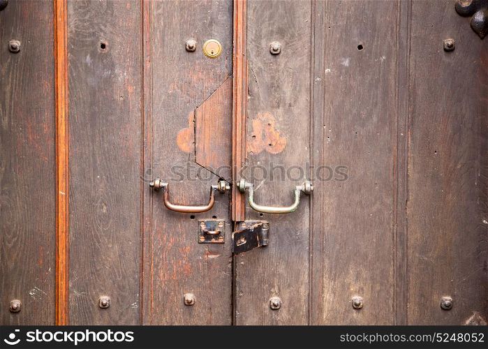 handle in london antique brown door rusty brass nail and light