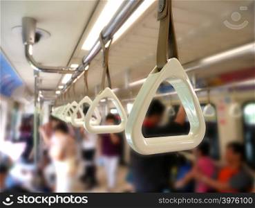 Handles loop inside metro subway train for the safety of standing passenger.