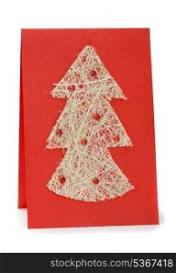 Handmade Christmas greeting card isolated on white
