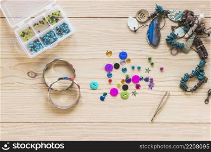 handmade decorative bangles jewelry wooden table