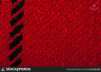 Handmade knit black and red background. Close up structure of the yarn. Christmas colors