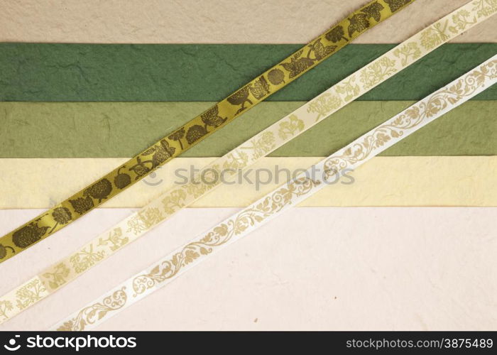 Handmade paper with ribbons