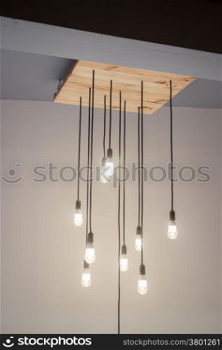 Handmade vintage bulb light hanging, stock photo