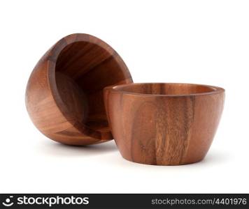 Handmade wooden bowl isolated on white background