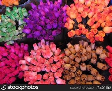 handmade wooden roses colorful