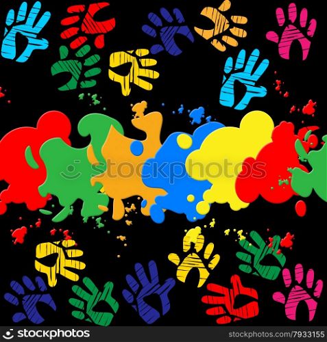 Handprints Splash Meaning Watercolor Splat And Drawing