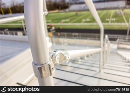 handrail connector at a sports stadium steps