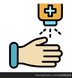 Hands disinfection icon. Outline hands disinfection vector icon color flat isolated. Hands disinfection icon color outline vector