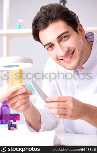 Hands during manicure care session