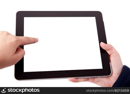 Hands holding a tablet or pad