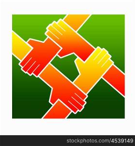 Hands holding each other. a symbol of friendship and cooperation. Illustration