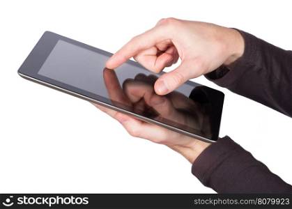 hands holding the tablet computer&#xA;&#xA;