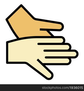 Hands icon. Outline hands vector icon color flat isolated. Hands icon color outline vector