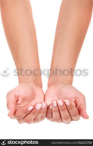Hands in cupping position