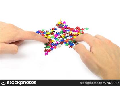 hands make the star, isolated on white