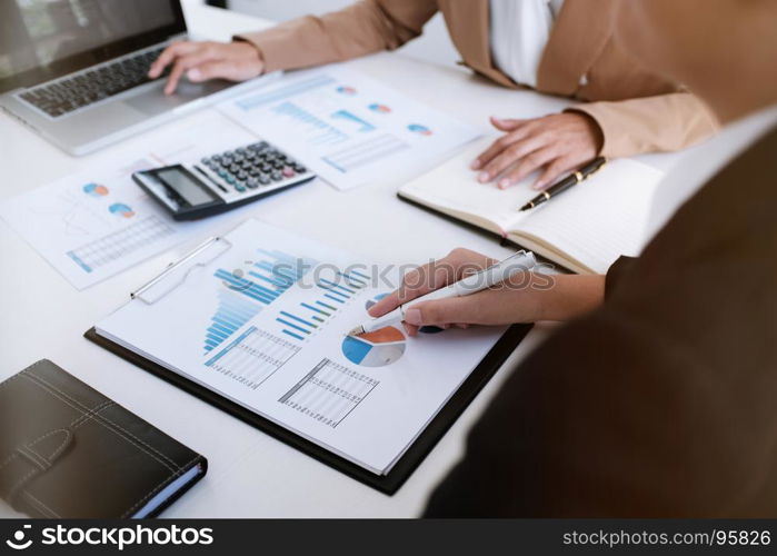 Hands of business People Meeting Design Ideas professional investor working analyzing chart Finance managers task.