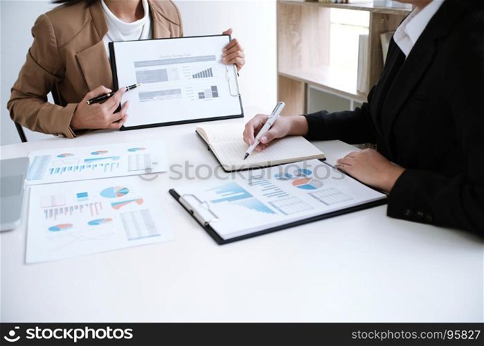 Hands of business People Meeting Design Ideas professional investor working analyzing chart Finance managers task.